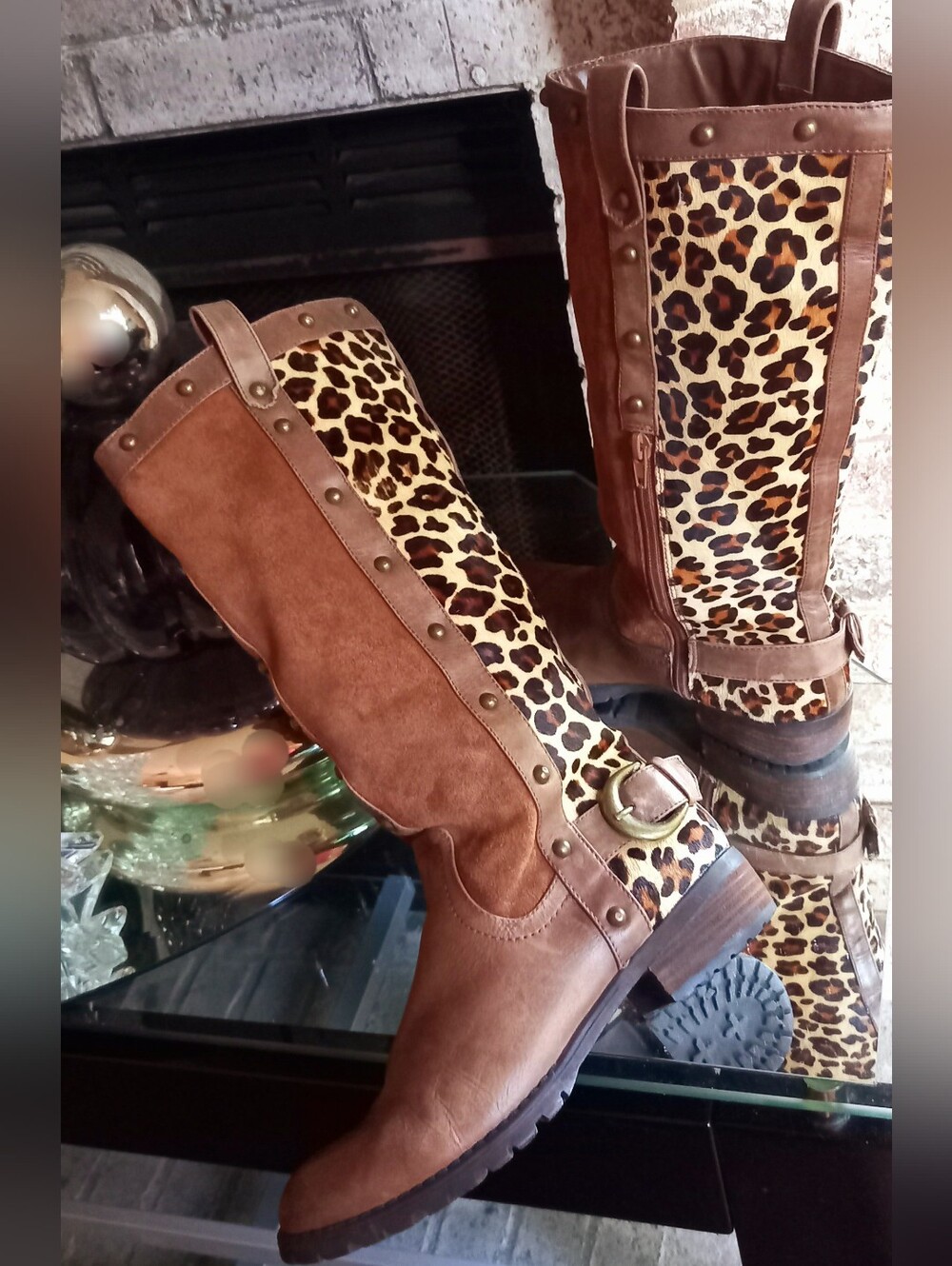 Leopard🐅 Brown Riding Boots - Picture 13 of 15